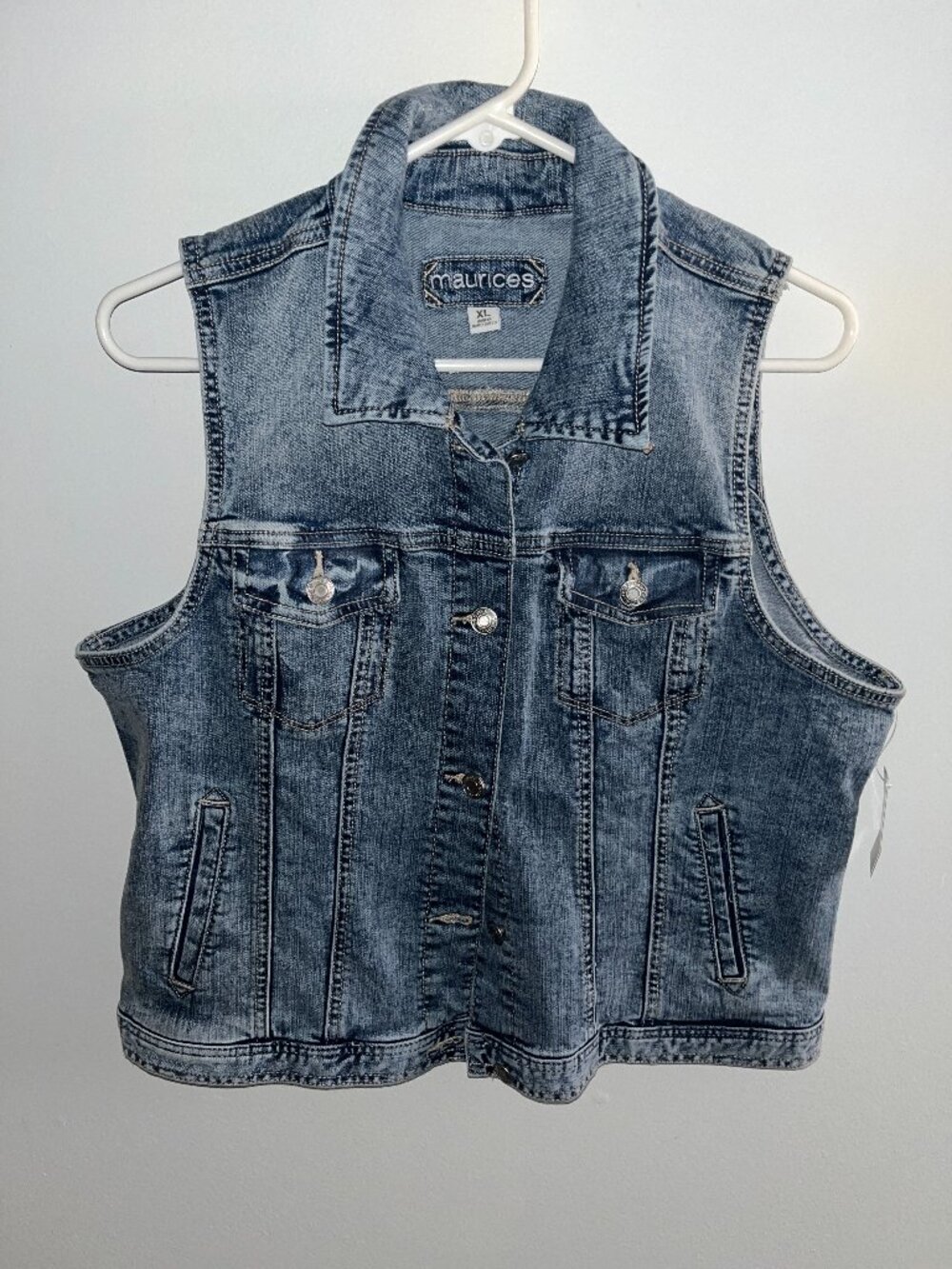 Maurice's Distressed Jean Vest Grunge Western Wear NWT XL Sleeveless Jacket